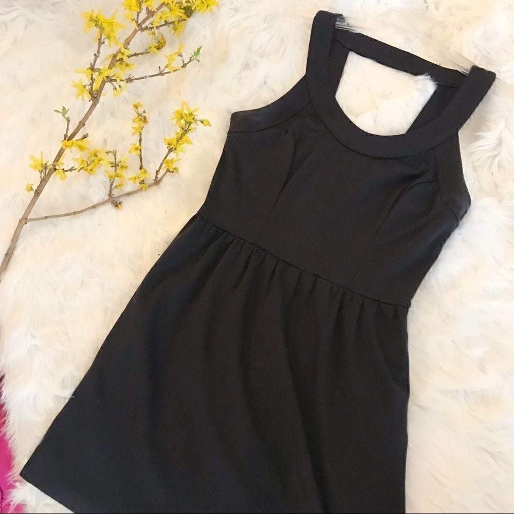 ALYN PAIGE Brown Fit and Flare Keyhole Back Dress